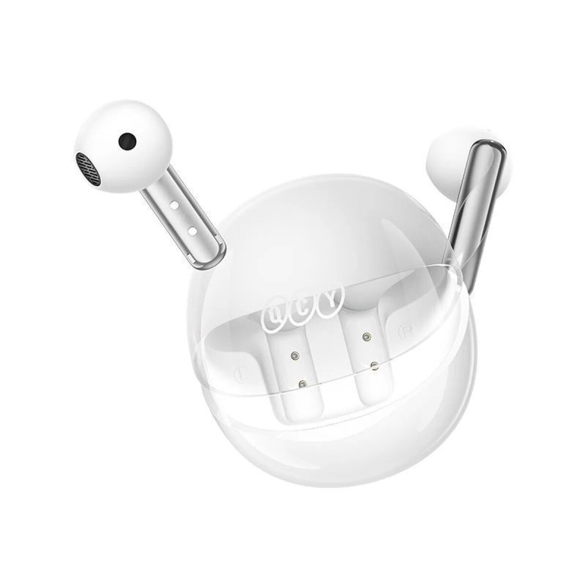 QCY Ailypods Clear White - Semi-Ear 13mm driver, wind cancel ENC for calls, NCVM & Air case TWS BT - Image 3