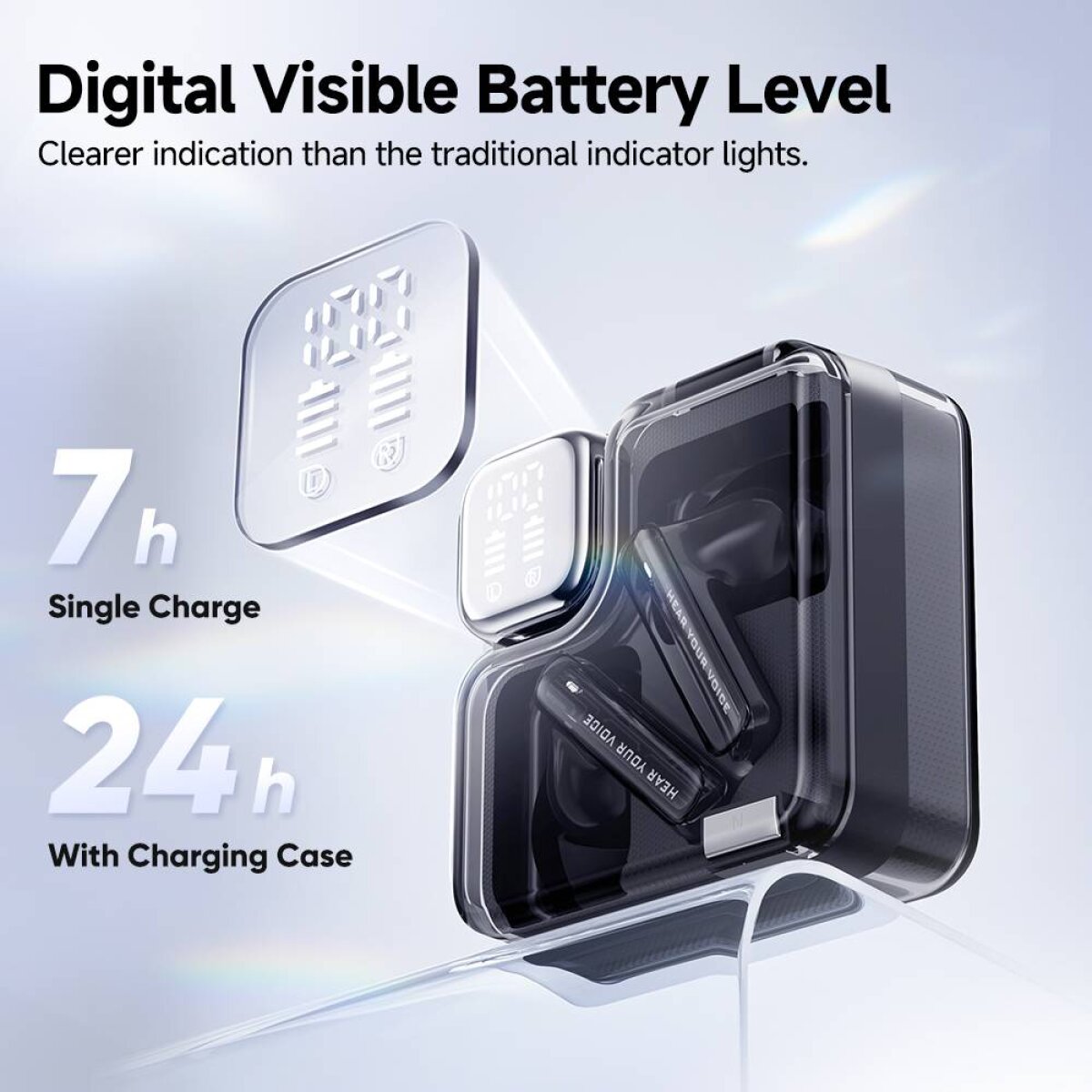 QCY Melobuds Neo Black - TWS BT Earbuds with LED Display, Dual Connection, Anti-air calls 7h - Image 2