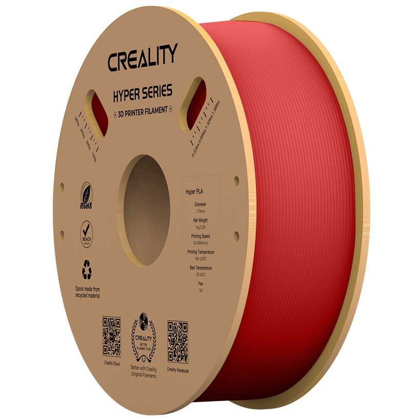 Creality Hyper PLA Red 3D Printer Filament, High Speed, 1 kg Spool1.75 - Image 1