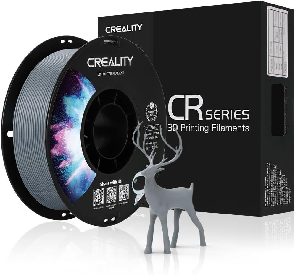 Creality CR-PETG Grey 3D Printer Filament, Hard Glossy, Tensile Str. 49MPA 1 kg 1.75 3301030039 gray - Image 1