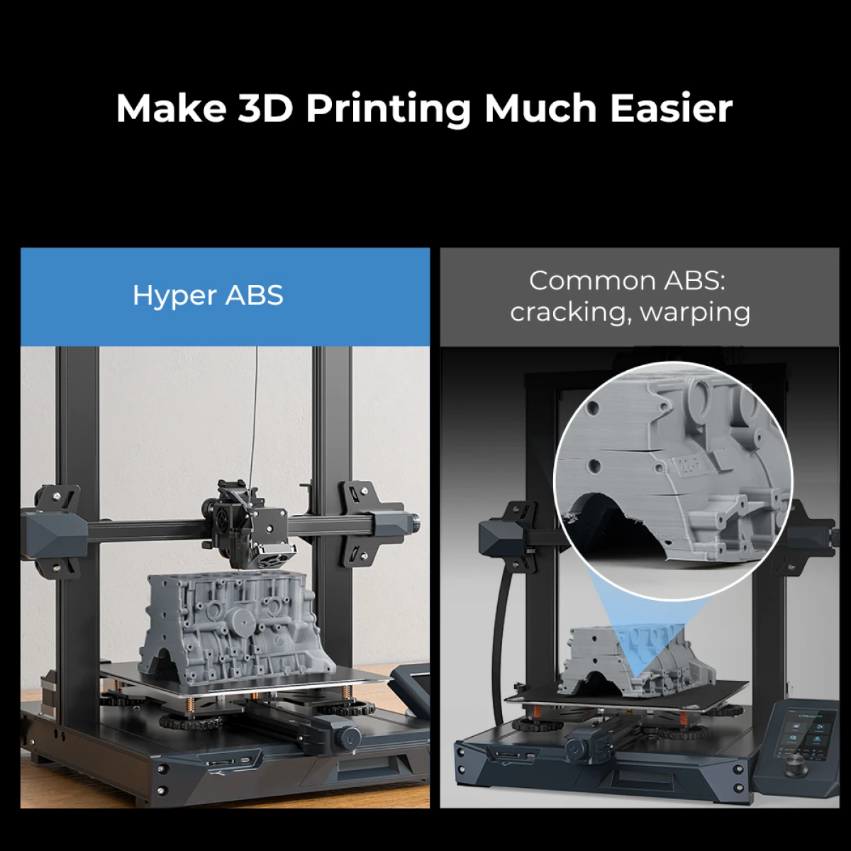 Creality Hyper ABS Grey 3D Printer Filament, High Speed high fluidity, 1 kg Spool1.75 gray - Image 3