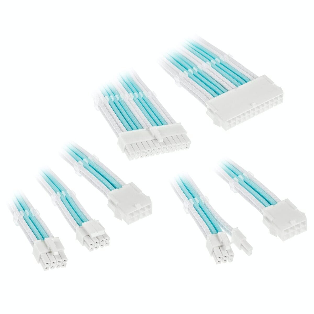 Kolink Core Adept Braided Cable Extension Kit – Brilliant White/Powder Blue - Image 2