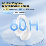 QCY H3 Lite Headset White - ANC Noise Canceling 40mm drivers 68ms latency - 60h battery - Image 3