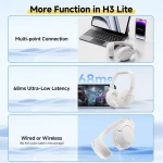 QCY H3 Lite Headset White - ANC Noise Canceling 40mm drivers 68ms latency - 60h battery - Image 4