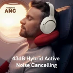 QCY H3 High-Res Headset White w. Mic, Active Noise Canceling with 4 mode ANC 60h Multipoint - Image 2