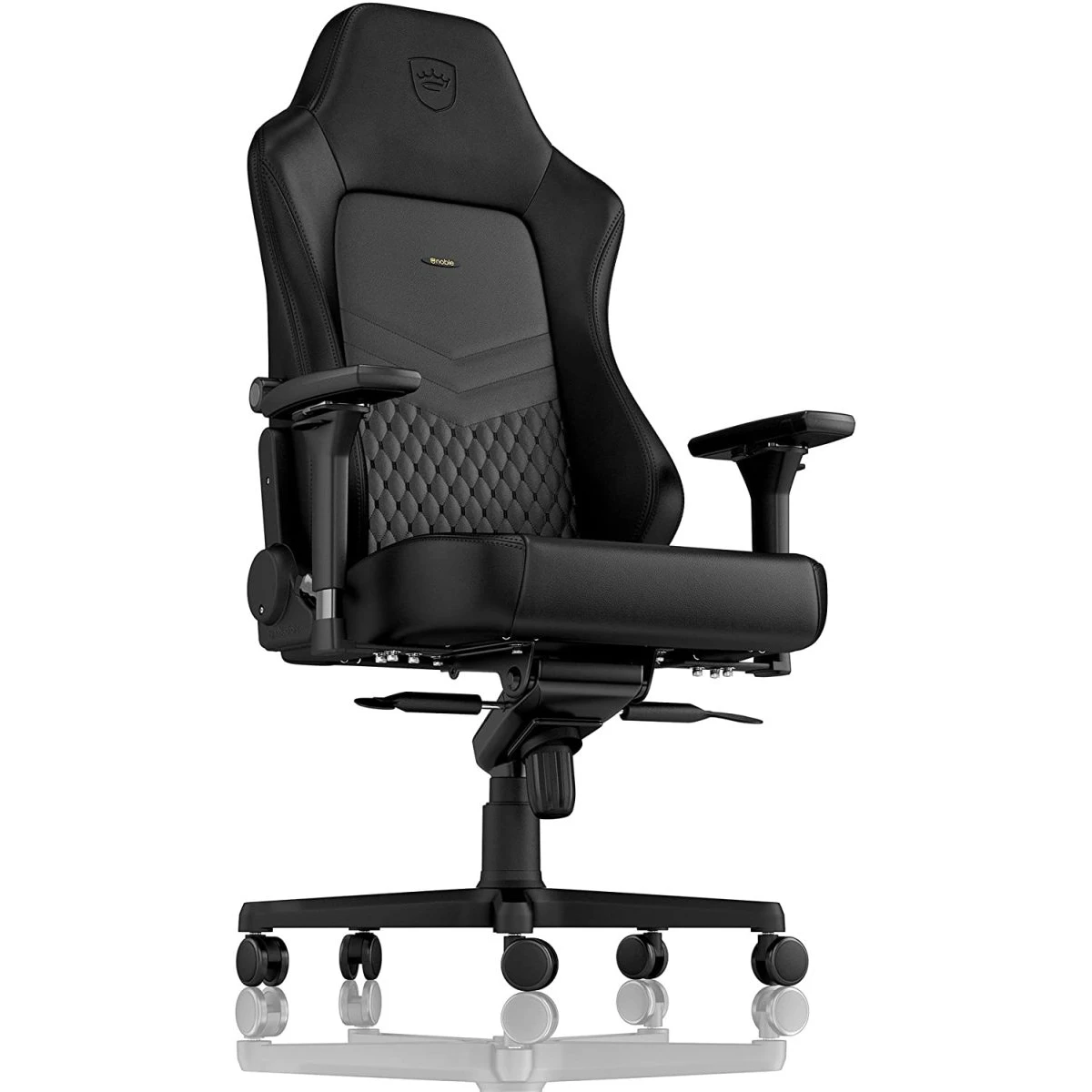 noblechairs HERO Pure Leather Gaming Chair - cold foam, steel armrests,  60mm casters, 150kg - black - Image 5