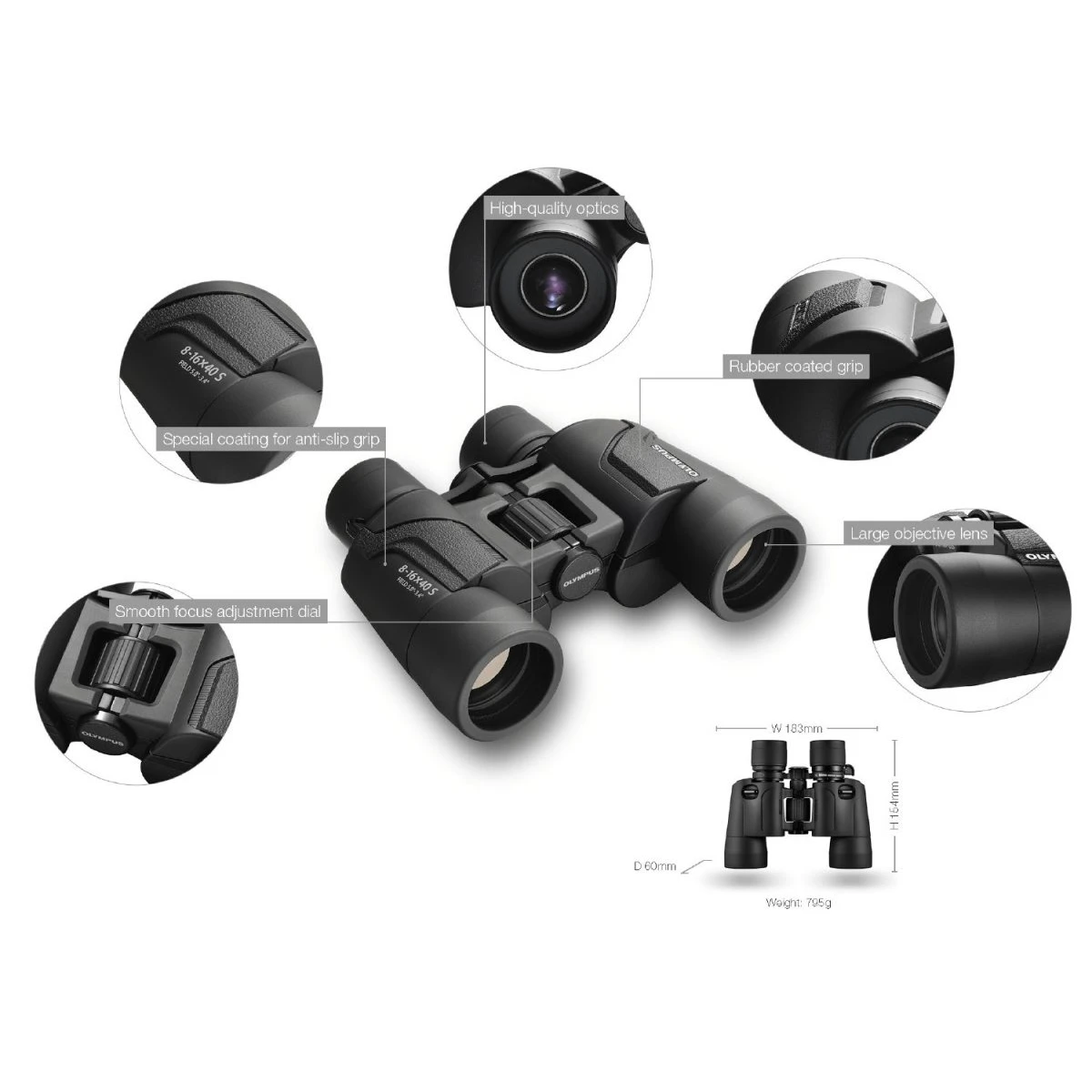 Olympus Binoculars 8-16x40 S incl. Case & Strap - Image 2