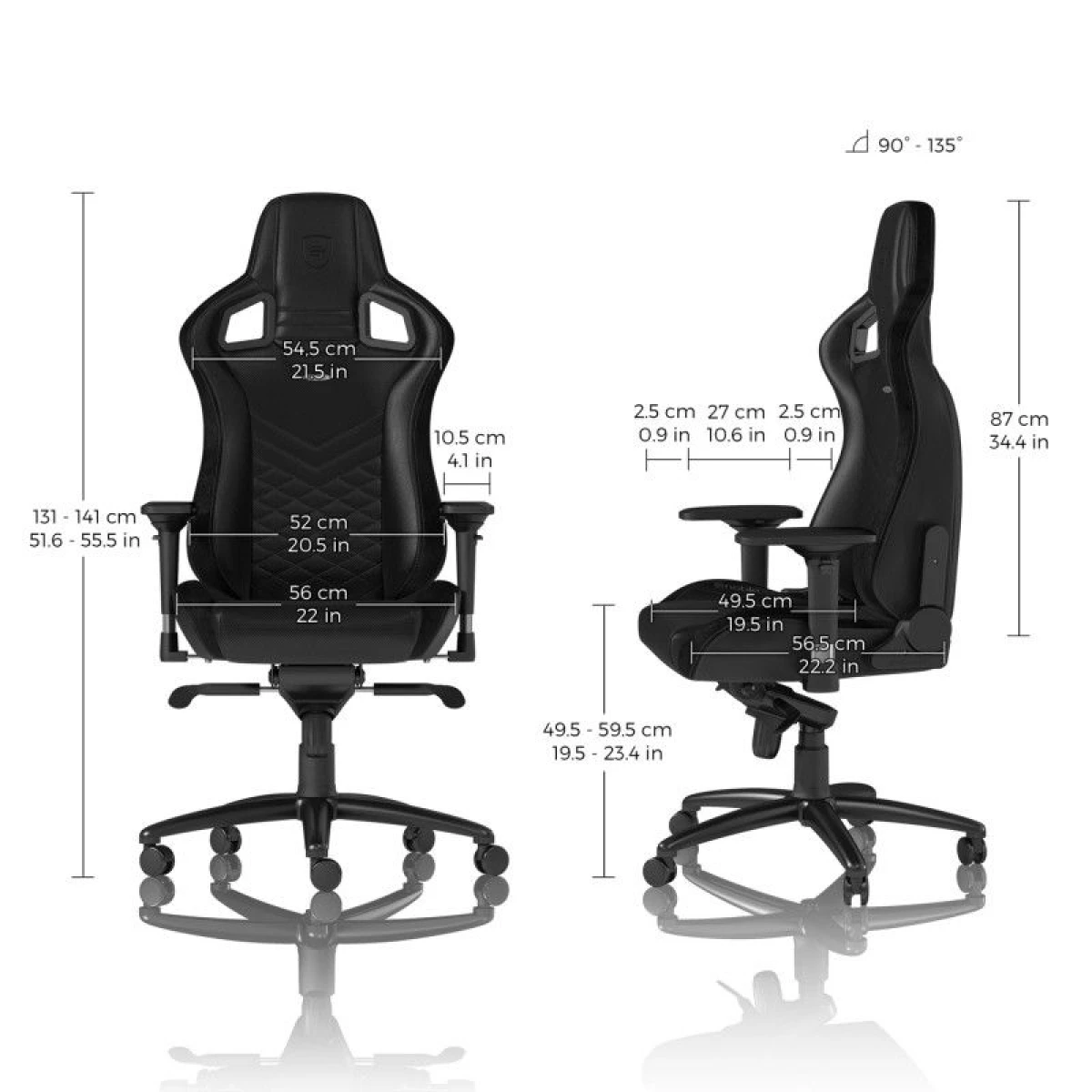 noblechairs EPIC Gaming Chair Breathable, 4D armrests, 60mm casters - black - Image 4