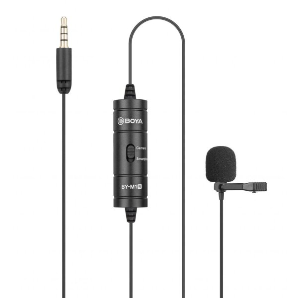 BOYA BY-M1S (M1 Smart) wired mic Universal Lavalier Microphone 3.5mm for phone, laptop, camera