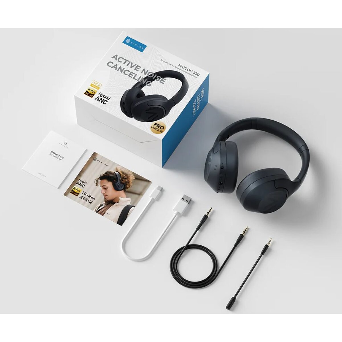 Haylou S30 Pro Black - BT ANC Headset, Detachable Mic, Hi-Res Audio -42Db 2 mode ANC - Protein Leath - Image 4