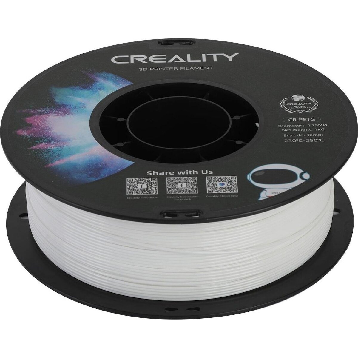 Creality CR-PETG White 3D Printer Filament, Hard Glossy, Tensile Str. 49MPA, 1 kg Spool1.75 - Image 2