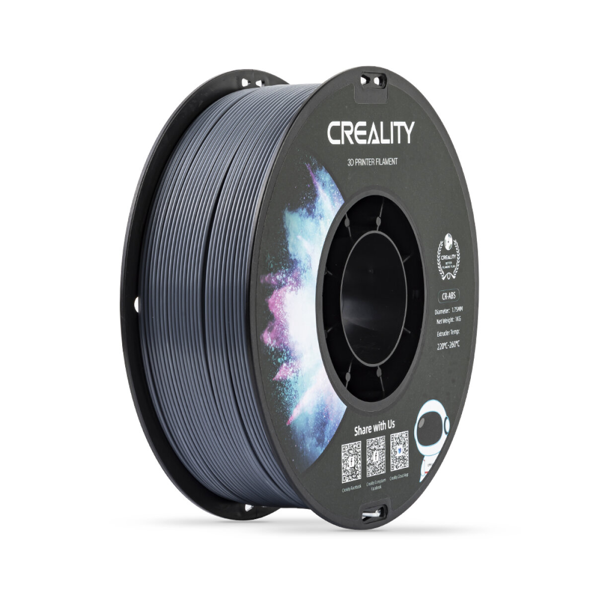 Creality CR-ABS Grey 3D Printer Filament, Large Object Stability, Ten Str. 43MPA, 1 kg 1.75 gray - Image 2