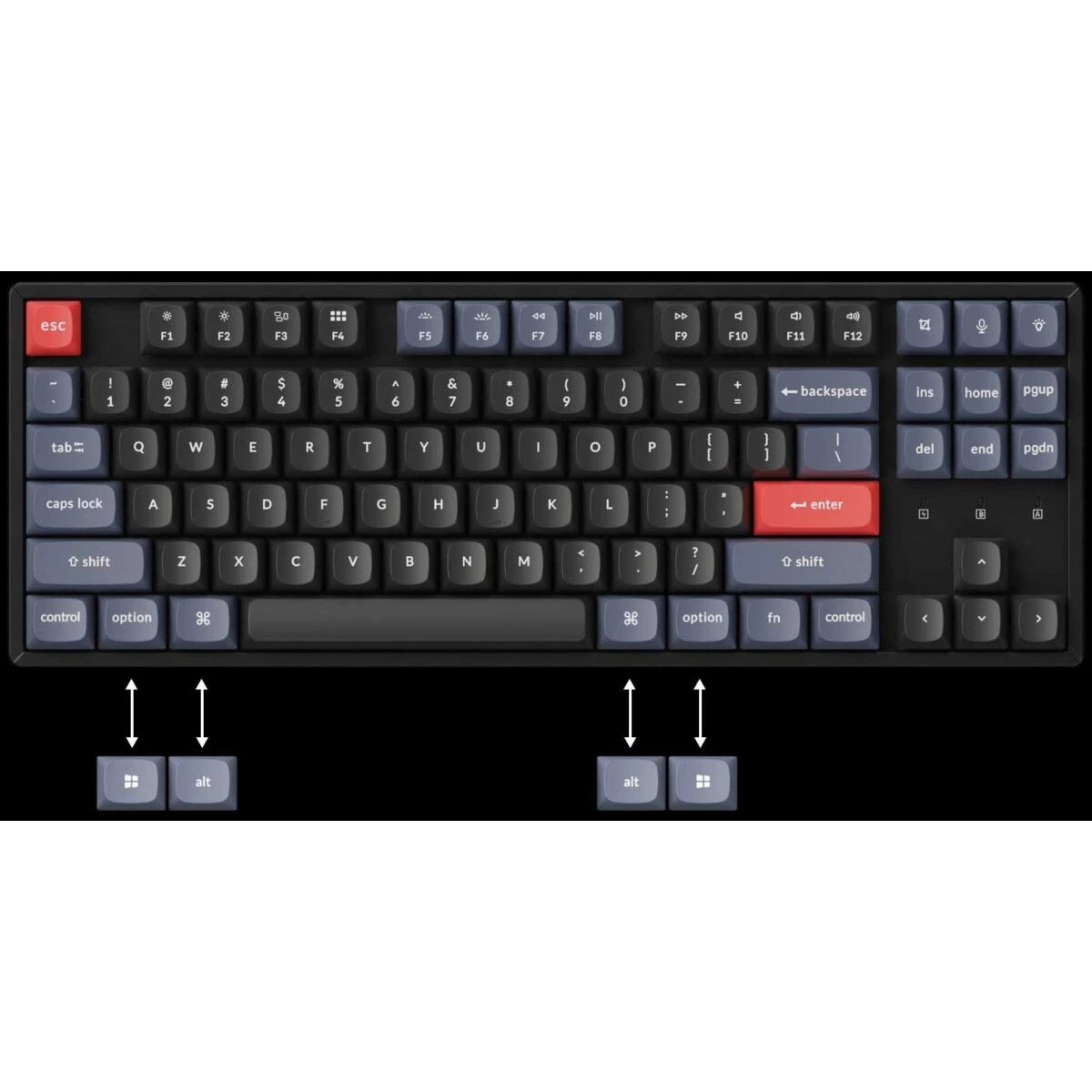 Keychron K8 Pro (K8P-J2) QMK/VIA Wireless Mechanical Keyboard Blue Switch (Hot-Swap) 80% Us Layout - Image 3