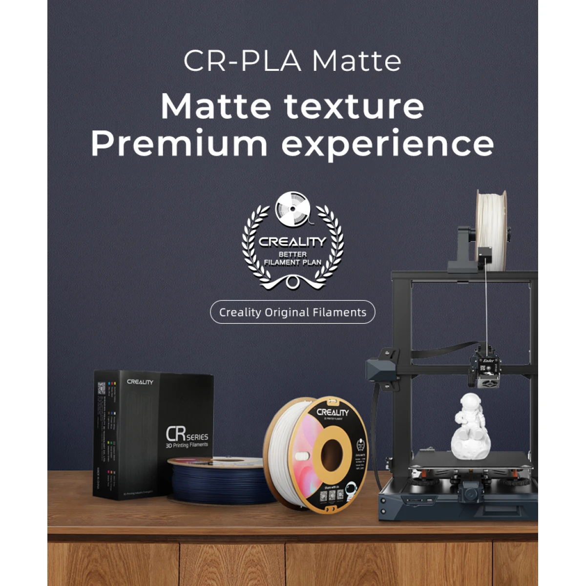 CREALITY CR-PLA Matte Grey, 3D Printer Filament 1 kg Spool,1.75mm (3301010299 gray) - Image 2