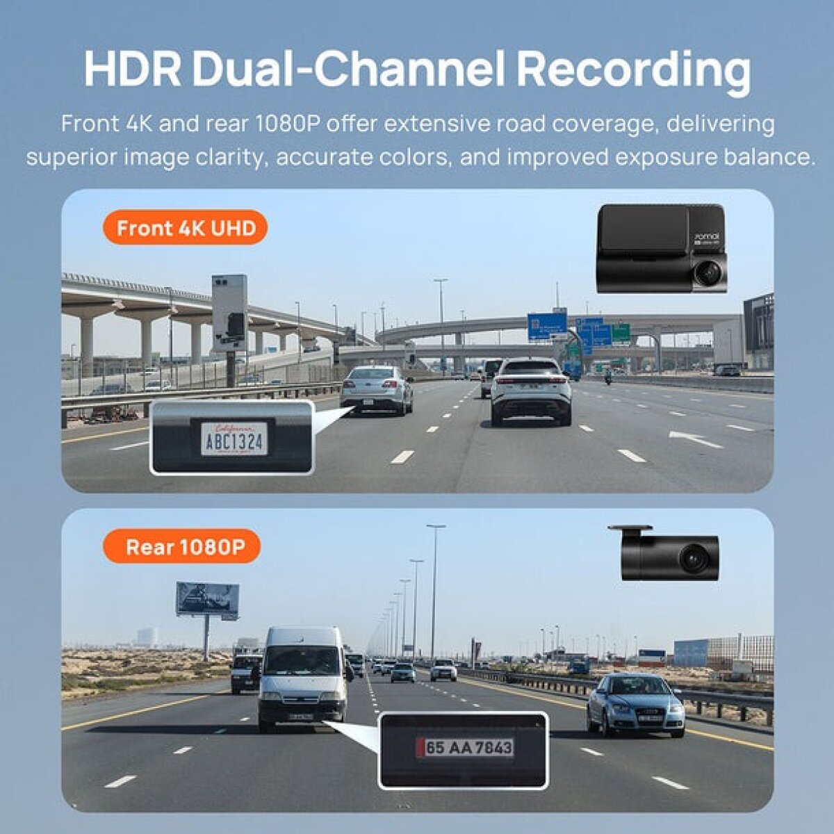 70mai A810-2 Front & Rear Dash Cam 4K w. Screen Set w. RC12 Rearview Cam - 2160p 60FPS 150FOV GPS - Image 4