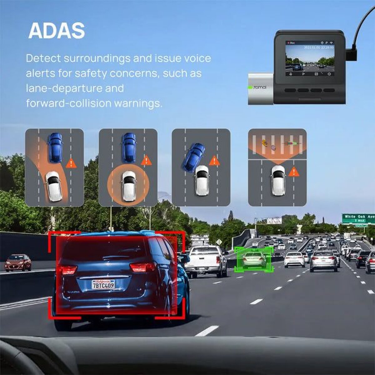 70mai Dash Cam Pro Plus+ A500S w. Screen, 1944P 140FOV 500mAh Car Camera - Image 3