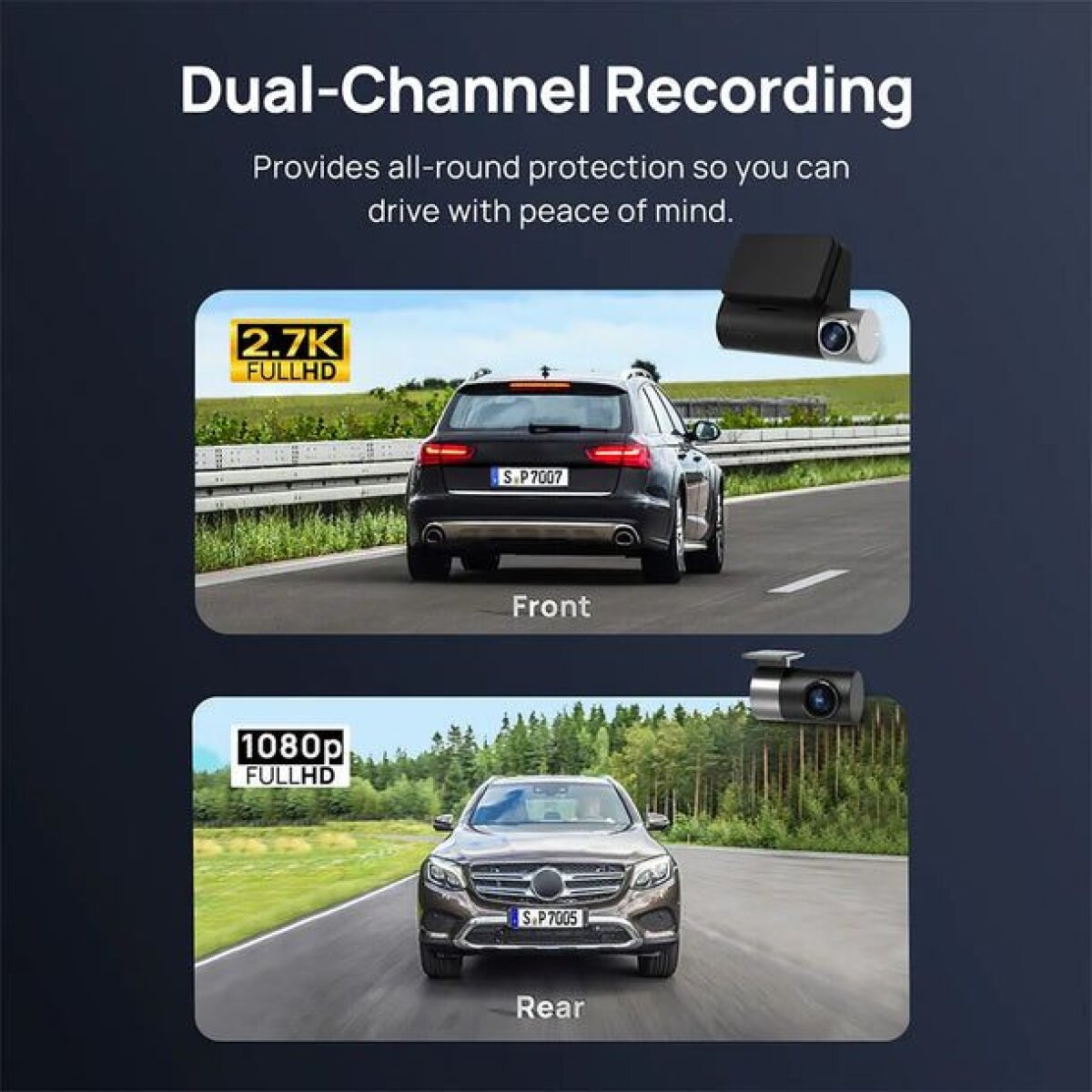 70mai Dash Cam Pro Plus+ A500S-1 Front & Rear w. Screen, set with RC06 Rearview Cam 1944P 140FOV 500 - Image 3