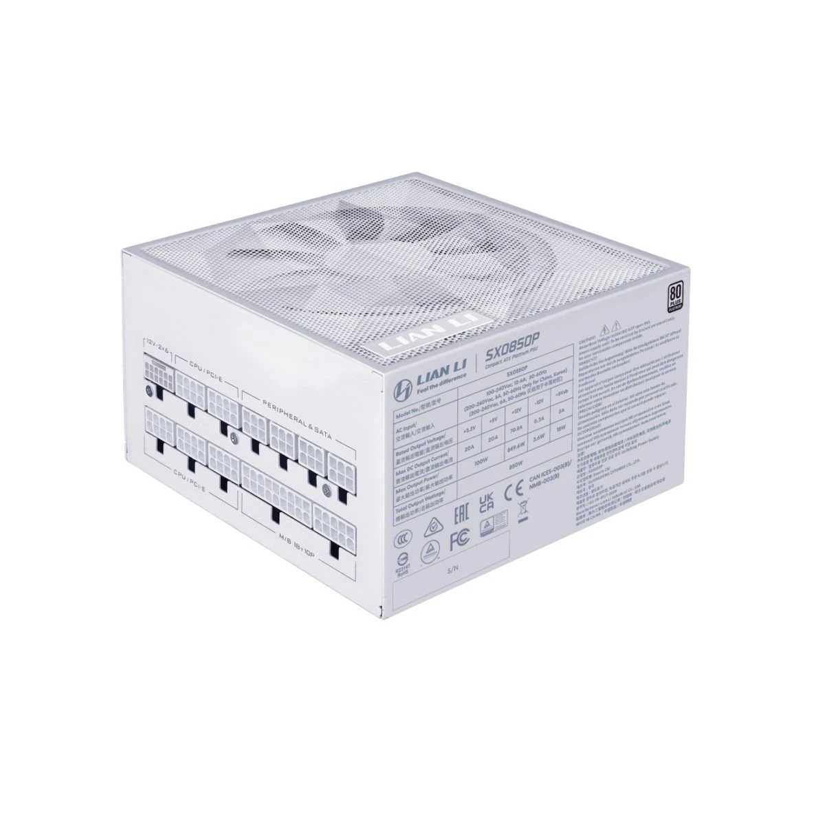 Lian Li SX 850P White - PLATINUM 850W - ATX 3.1 - 12V-2x6 - Japanese Capacitor - 10 Years Warranty - Image 2
