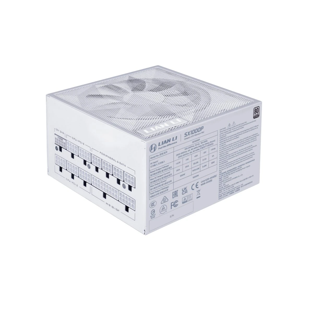 Lian Li SX 1000P White - PLATINUM 1000W - ATX 3.1 - 12V-2x6 - Japanese Capacitor - 10 Years Warranty - Image 4