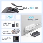 QCY PB20A Grey 20000mAh 45W PD fast charge power bank - Digital Display, Fireproof ABS+PC - Image 4