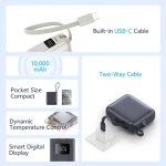 QCY PB10C Grey 10000mAh 35W PD fast charge power bank - Digital Display, Fireproof ABS+PC - Image 4
