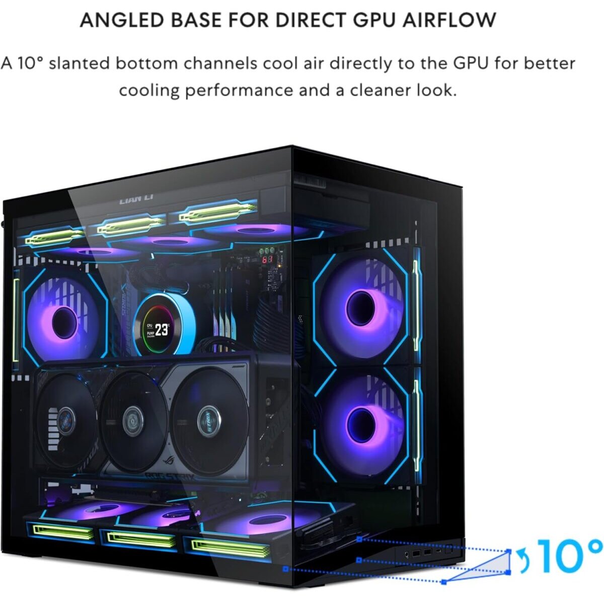 Lian Li O11D Mini V2 BLACK - ATX PC GAMING CASE - IMPROVED AIRFLOW - GPU SUPPORT BRACKET - Image 3