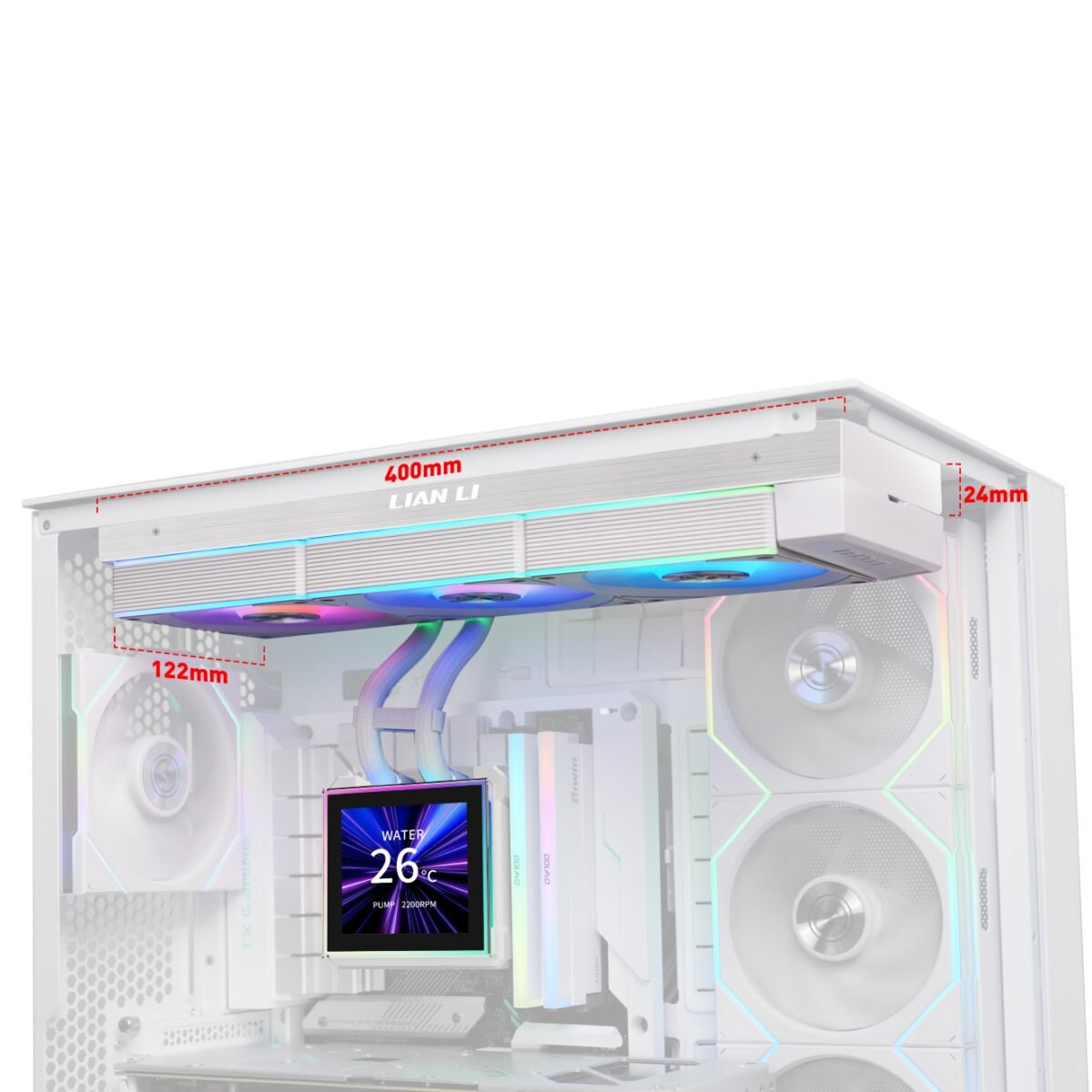 Lian Li Hydroshift II LCD-S 360CL White - RGB AIO CPU Cooler - 3.4" Screen - 1851/1700, AM5/AM4 - Image 4