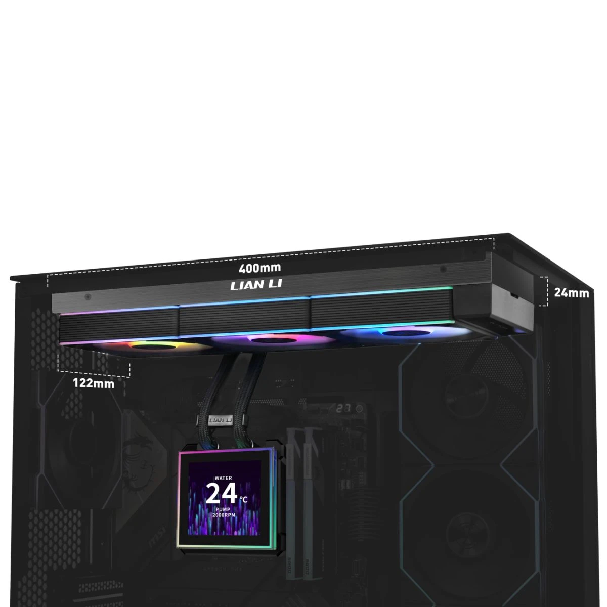 Lian Li Hydroshift II LCD-S 360CL Black - RGB AIO CPU Cooler - 3.4" Screen - 1851/1700, AM5/AM4 - Image 5