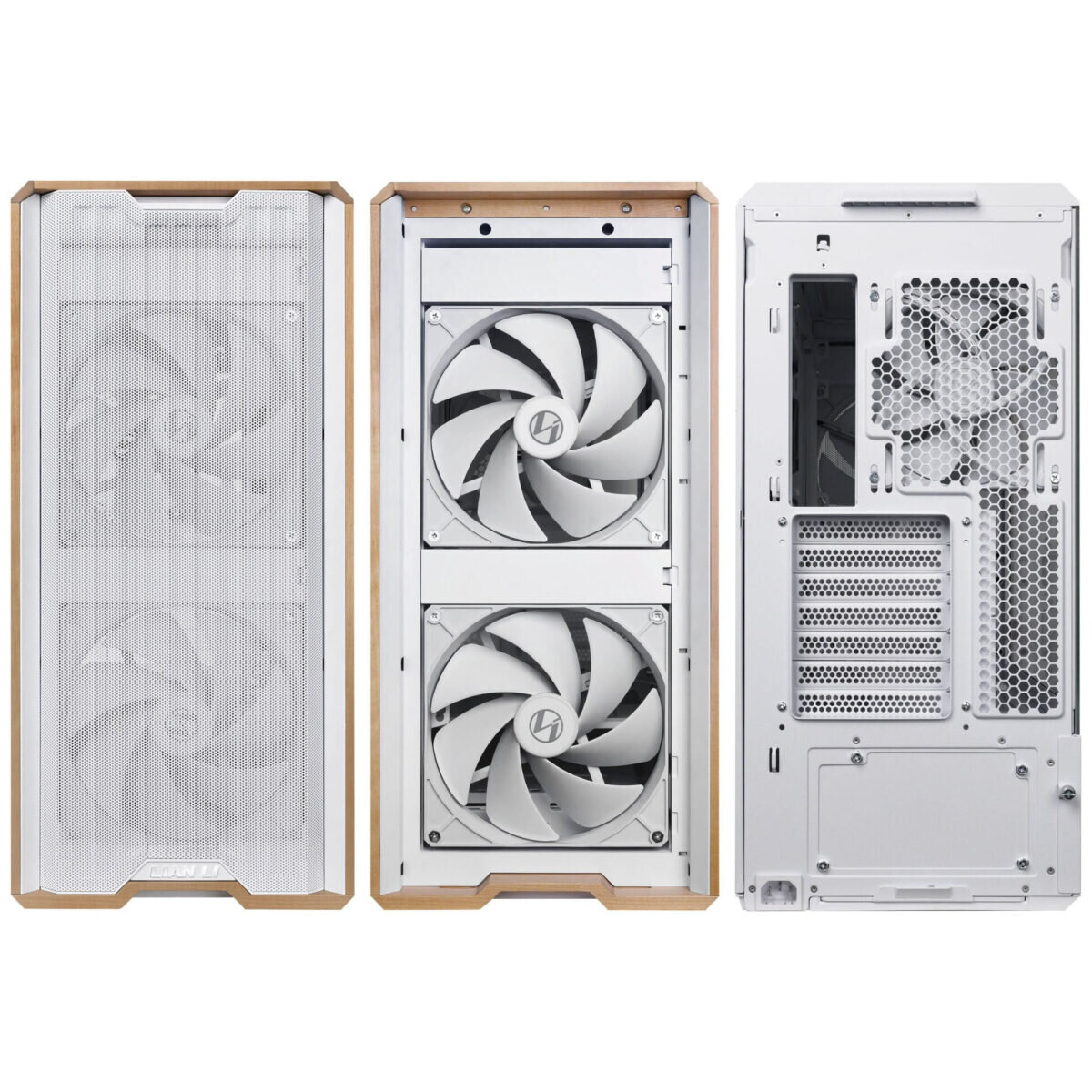 Lian Li LANCOOL 217 White - Wood Accent - ATX PC Case (5 FANS) 2 x 170mm, 1 x 140mm & 2 x 120mm PWM - Image 4