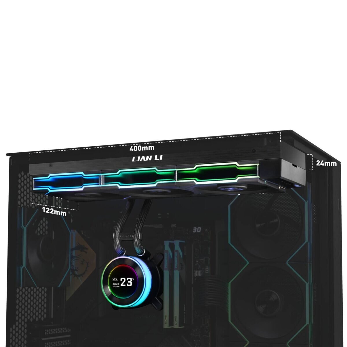 Lian Li HydroShift II LCD-C 360 RGB TL fan Black  - AIO CPU Liquid Cooler with TL RGB Fans - Image 3