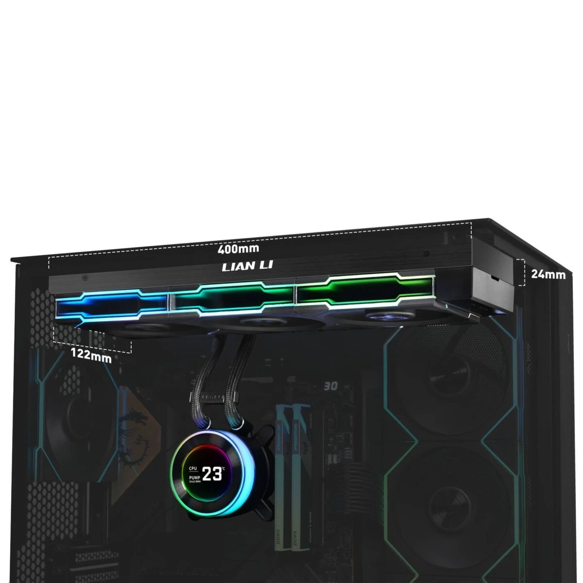 Lian Li HydroShift II LCD-C 360 RGB TL fan Black  - AIO CPU Liquid Cooler with TL RGB Fans - Image 3