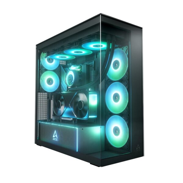 Arctic Xtender (Black) mirror black window with GPU vertical mount - Mid Tower Case w. A-RGB Fans