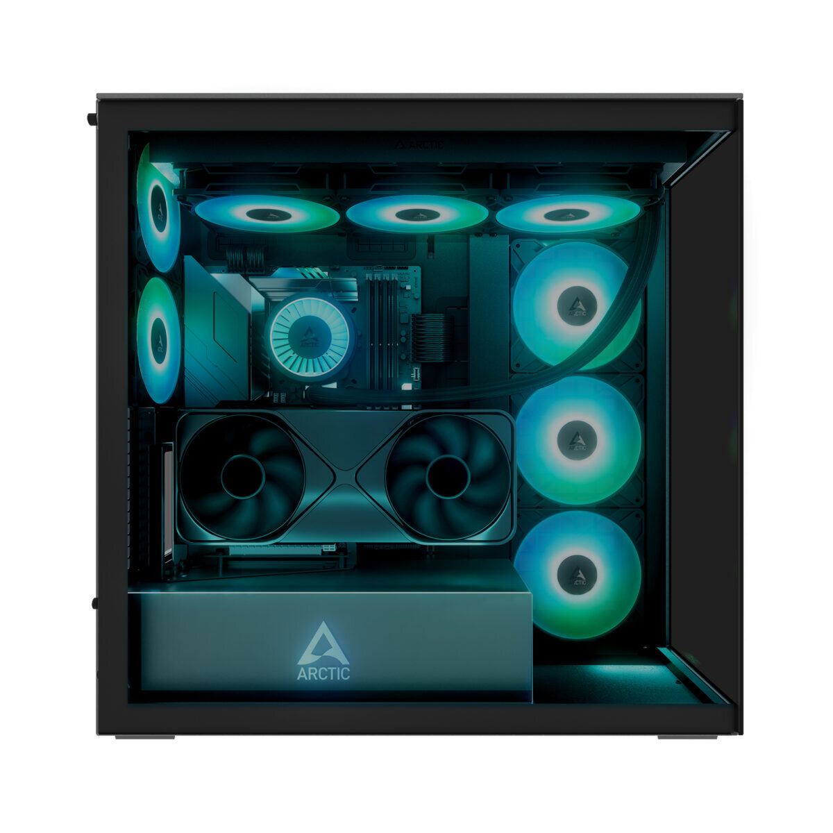 Arctic Xtender (Black) black window with GPU vertical mount - Mid Tower Case w. A-RGB Fans - Image 2