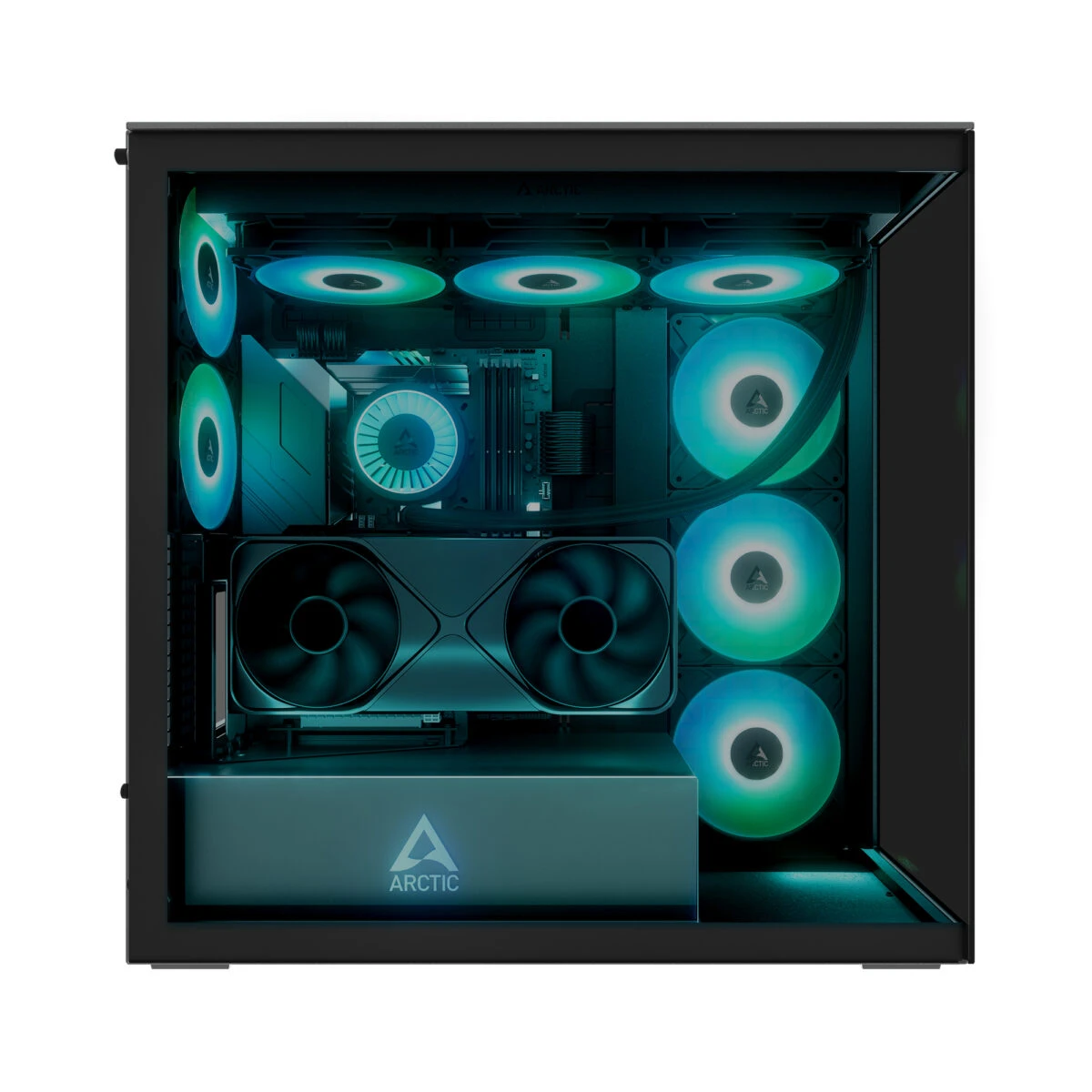 Arctic Xtender (Black) black window with GPU vertical mount - Mid Tower Case w. A-RGB Fans - Image 2