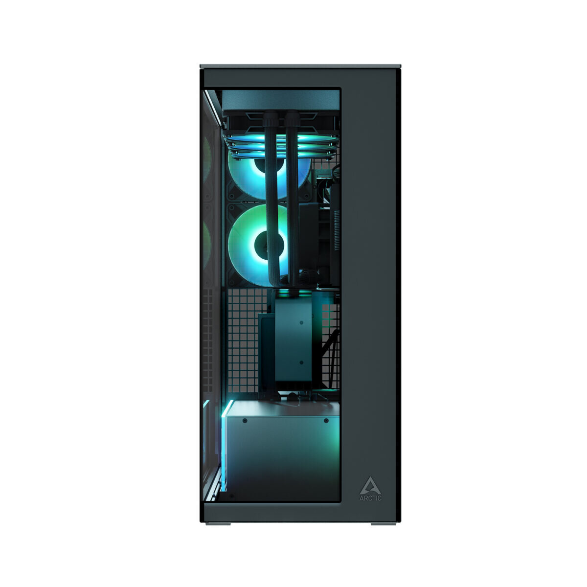 Arctic Xtender (Black) mirror black window with GPU vertical mount - Mid Tower Case w. A-RGB Fans - Image 2