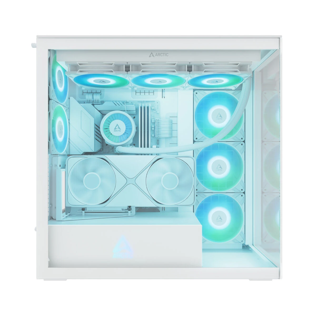 Arctic Xtender (White) transparent window with GPU vertical mount - Mid Tower Case w. A-RGB Fans - Image 2