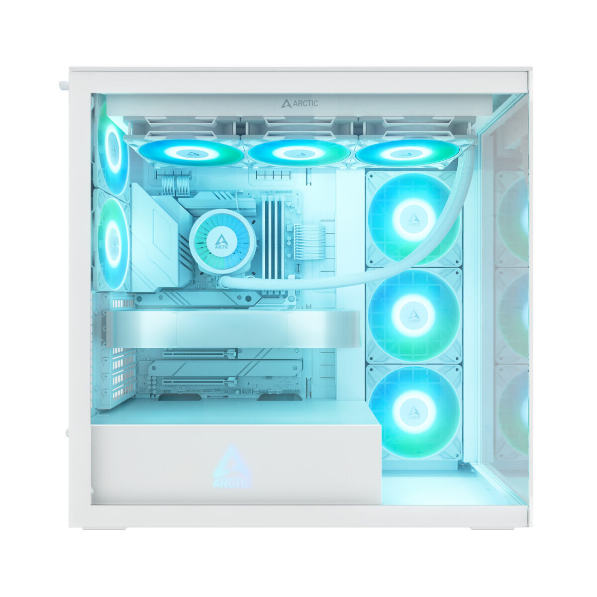 Arctic Xtender (White) transparent window w/o GPU vertical mount - Mid Tower Case w. A-RGB Fans - Image 2
