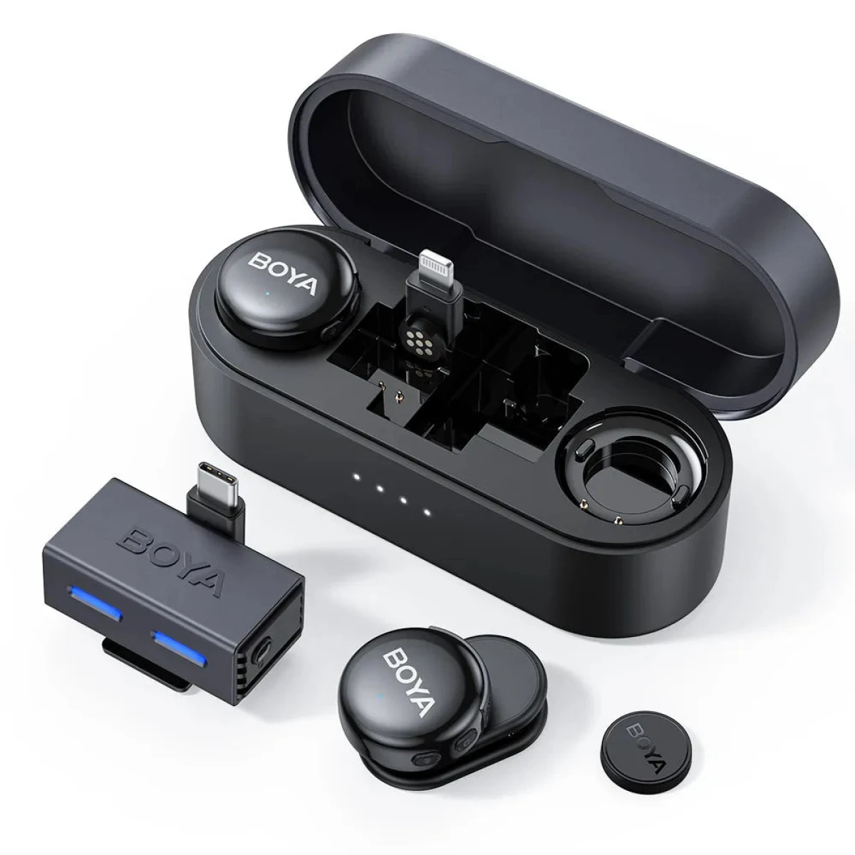 BOYALINK 3 - Type-C, Lightning & 3,5mm AI-Powered Button Wireless Microphone 2 TX + 1 RX + cha. Case - Image 2