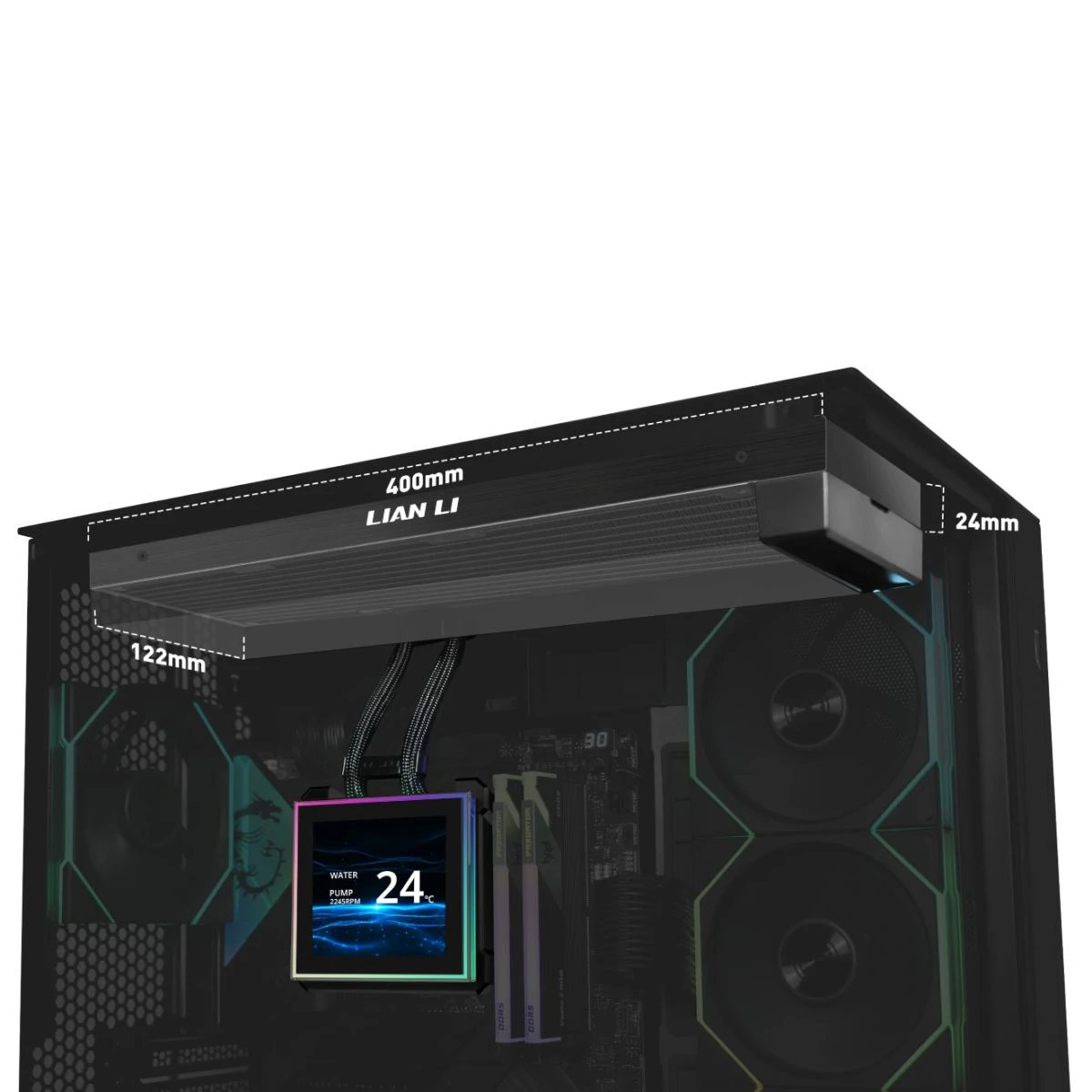 Lian Li Hydroshift II LCD-S 360N Black - Fanless AIO CPU Cooler - 3.4" Screen - 1851/1700, AM5/AM4 - Image 4