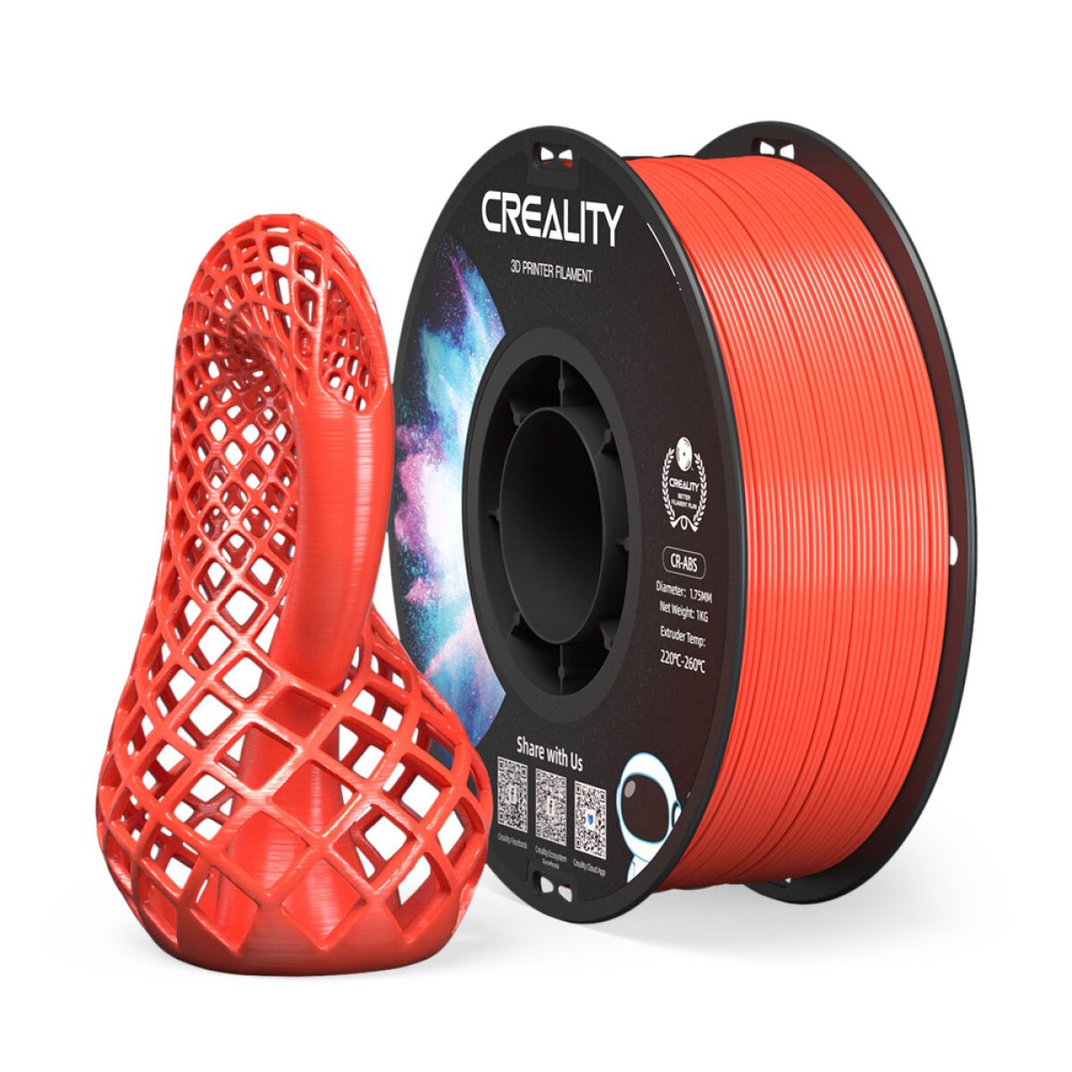 Creality CR-ABS Red 3D Printer Filament, Large Object Stability, Tensile Str. 43MPA, 1 kg Spool1.75 - Image 2