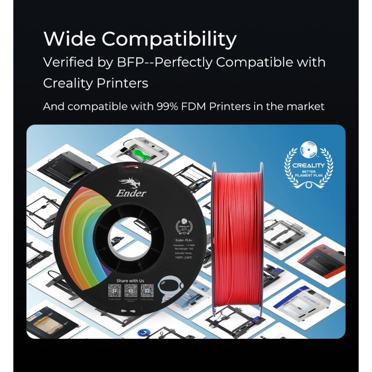 Creality EN-PLA+ Blue Ender 3D Printer Filament Strength 34MPA Bend 77MPa 1 kg Spool1.75 - Image 5