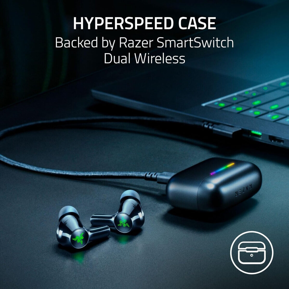 RAZER Hammerhead V3 X HyperSpeed - Wireless Gaming Earbuds - 2.4Ghz & Bluetooth - 40 Hours - IPX4 - Image 5
