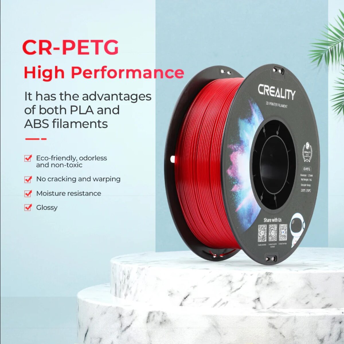 Creality CR-PETG Yellow 3D Printer Filament, Hard Glossy, Tensile Str. 49MPA, 1 kg Spool1.80 - Image 4