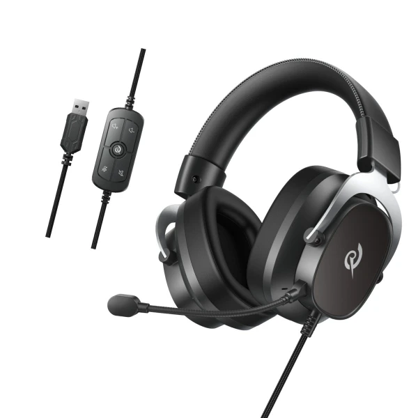 QCY Heroad VT200 Pro 7.1 Black USB PlayStation & PC Gaming Headset 53mm Metal Headband PS4/PS5/PC