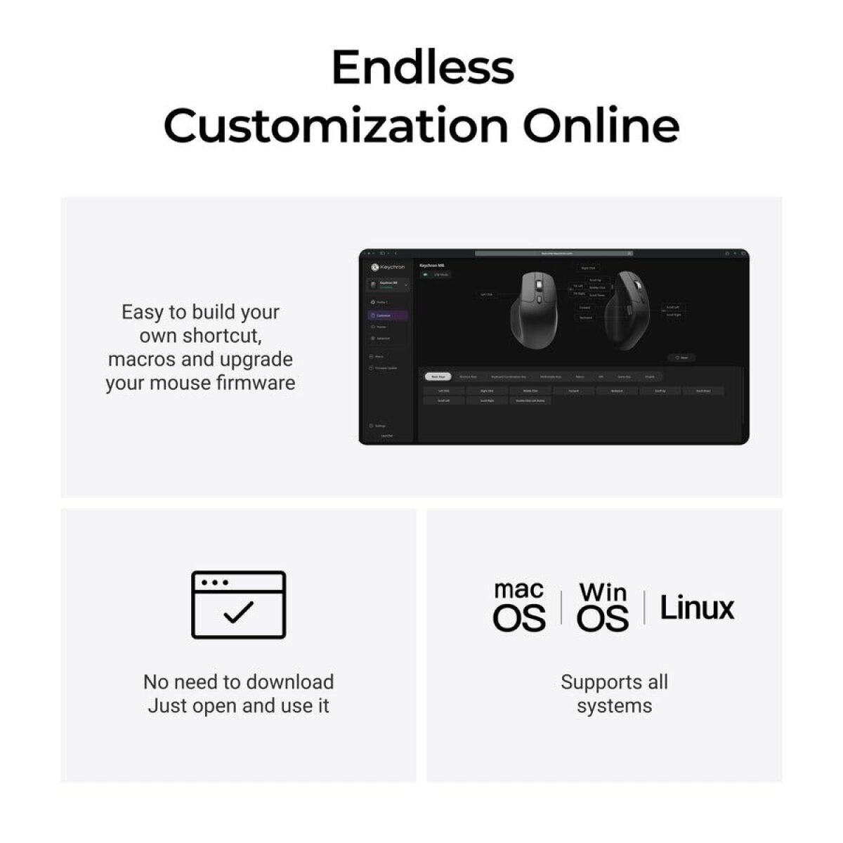 Keychron M6 (M6S-A72) Wireless Ergonomic Optical Mouse 1000hz Polling Rate Black - Image 4