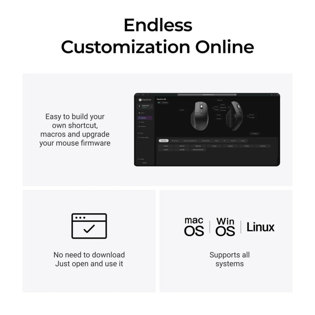 Keychron M6 (M6S-A72) Wireless Ergonomic Optical Mouse 1000hz Polling Rate Black - Image 4