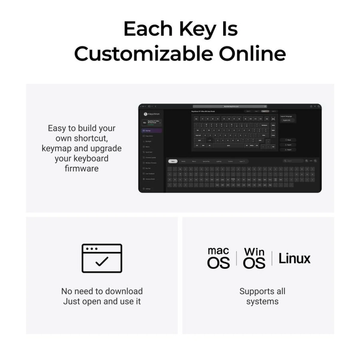Keychron V1 Ultra (V1U-D3) QMK/VIA 8K Wireless Custom Mechanical Keyboard Brown Switch RGB 75% US - Image 4