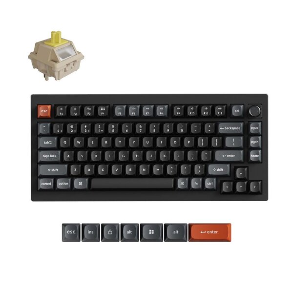 Keychron V1 Ultra (V1U-D4) QMK/VIA 8K Wireless Custom Mechanical Keyboard Banana Switch RGB 75% US