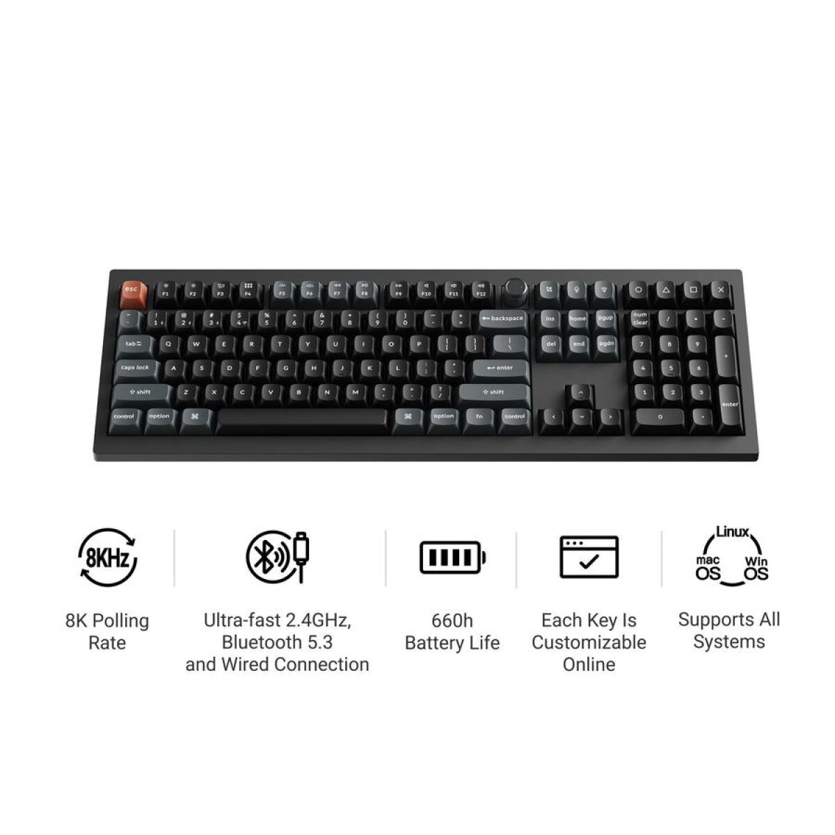 Keychron V6 Ultra (V6U-D4) QMK/VIA 8K Wireless Custom Mechanical Keyboard Banana Switch RGB 100% US - Image 2