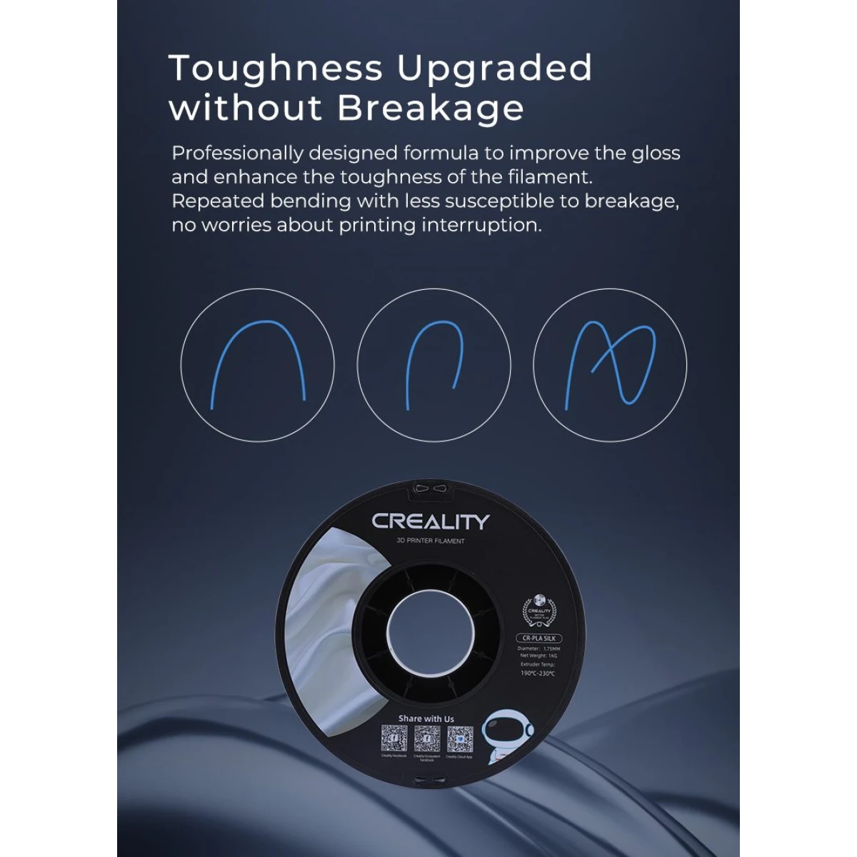 CREALITY CR-PLA Silk Blue-Green, 3D Printer Filament Glossy, 1 kg Spool,1.75 mm - Image 4